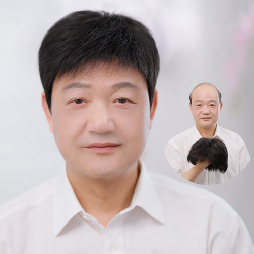 中老年假发全头套男真人发丝短发