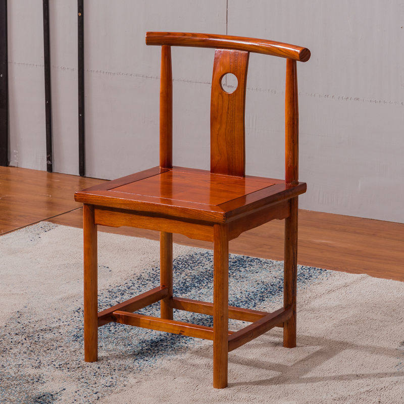 实木椅子仿古半月椅客人椅圈椅家用办公喝泡茶椅子中式靠背椅整装