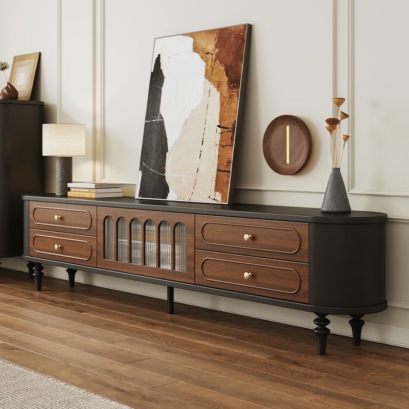 法式复古电视柜斗柜靠墙高款收纳储物柜中古风实木落地茶几组合柜