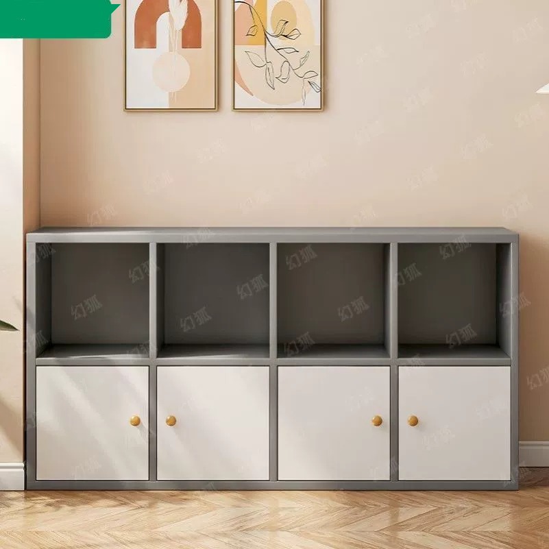 书架置物架落地靠墙特价清仓书柜多层家用整理柜奶油风杂物储物柜