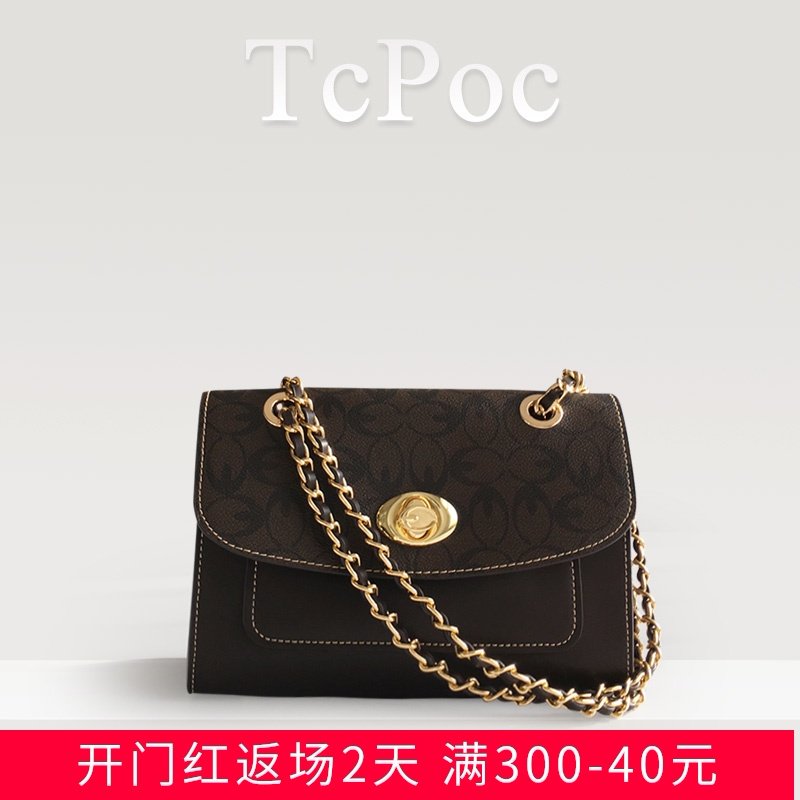 法国正品TCpOC新款时尚小包单肩斜挎包老花女包链条包小方包潮流