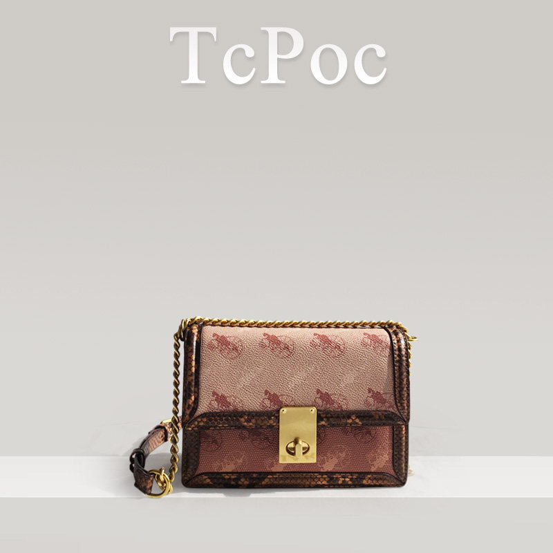 法国正品TCpOC高级感女包哈顿包撞色印花单肩斜挎腋下链条小方包