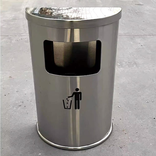 超市售楼部不锈钢半圆靠墙式垃圾桶商场门口电梯口带烟灰缸垃圾箱