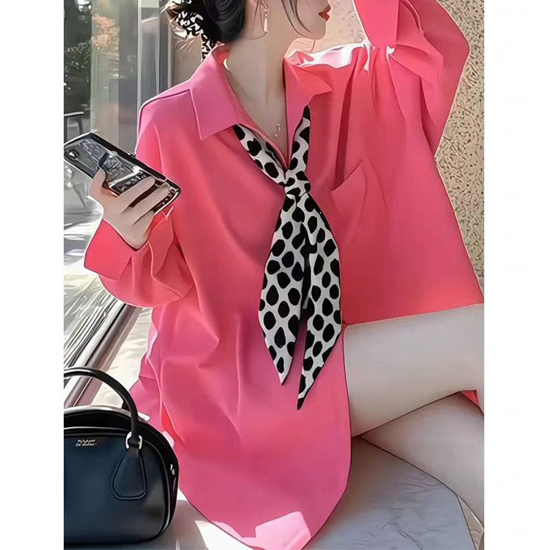 日系设计师topwhit多巴胺粉色防晒衬衫早春女装新款长袖衬衣外套