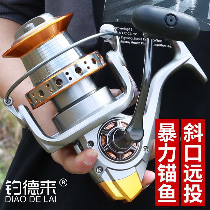 钓德来 超大12000锚鱼轮金属斜口杯远投轮渔轮鱼线轮锚竿轮海杆