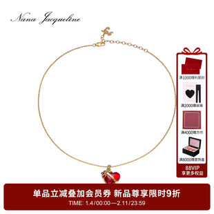 甜品系列NanaJacqueline红色爱心蝴蝶结吊坠项链锁骨链女气质礼物