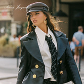 外套衬衫 新款 NanaJacqueline收腰皮衣女春季 复古轻奢 明星同款