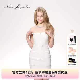 高级弹力性感 NanaJacqueline蝴蝶结抹胸连衣裙新款 赵美延同款
