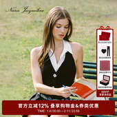 缎面领假两件复古千金 新款 包上恩同款 NanaJacqueline马甲套装