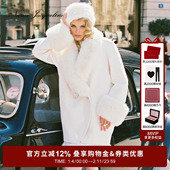 徐如蓝同款 NanaJacqueline复古毛领钻饰茧型大衣轻奢毛呢外套