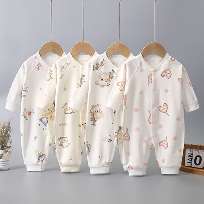 初秋宝宝纯棉连体衣春秋季长袖睡衣居家服婴幼儿无骨哈衣爬爬服