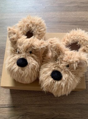 小狗棉拖鞋秋冬女包根可爱保暖毛绒拖鞋厚底外穿防滑家居2024新款