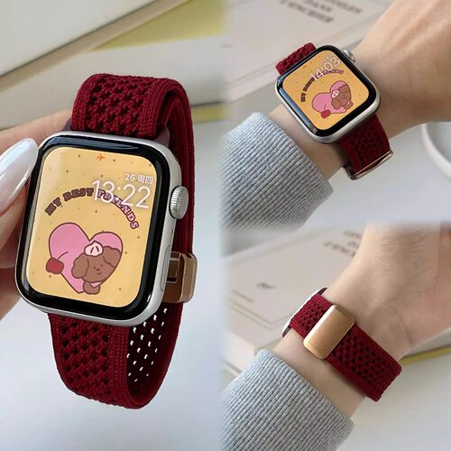 适用iwatch10表带苹果手表applewatch9新款S8尼龙S7编织磁吸S11