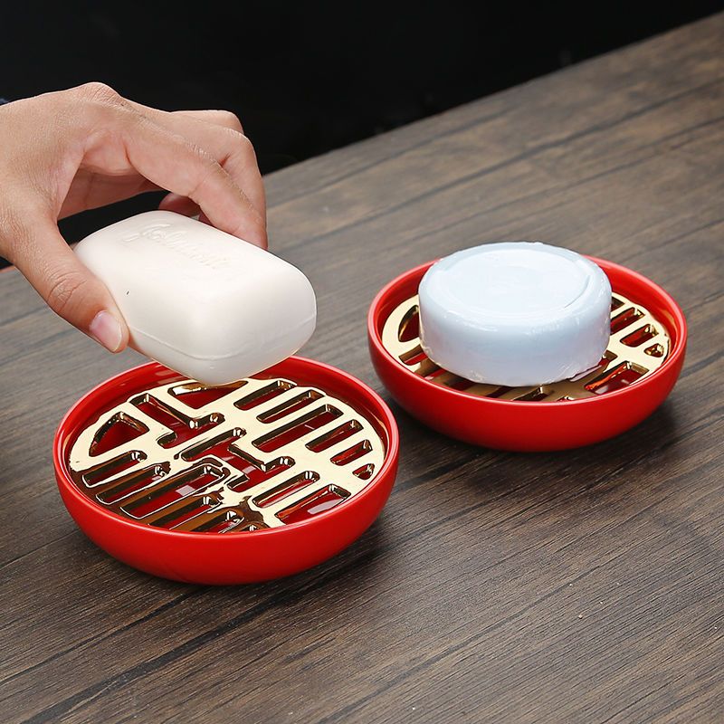 结婚陶瓷红色肥皂盒创意图片