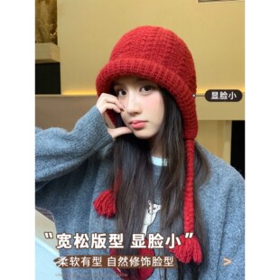 韩系大头围帽子女款2025新款秋冬款显脸小针织毛线帽保暖包头冷帽