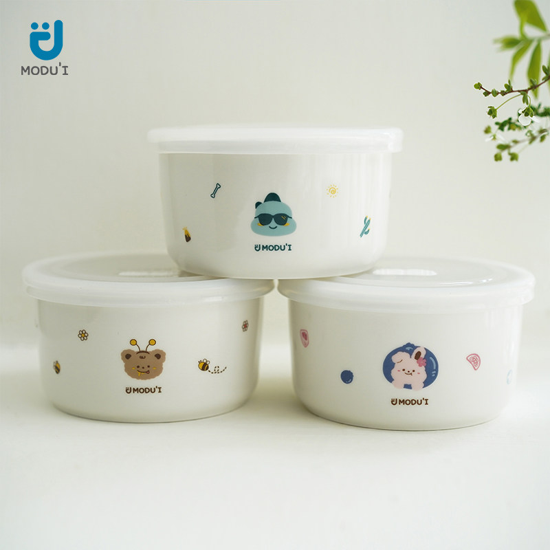 韩国modui陶瓷碗宝宝辅食储存罐保鲜密封耐高温可冷藏可微波加热