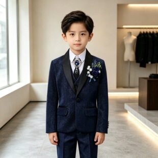 儿童礼服男童西装套装帅气英伦花童主持人服装走秀钢琴演出西服