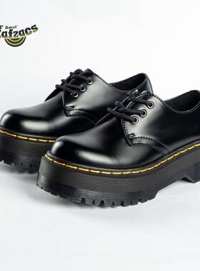 k 1461QUAD 松糕底5cm 时尚黑色休闲鞋学生公主风圆头百搭女鞋