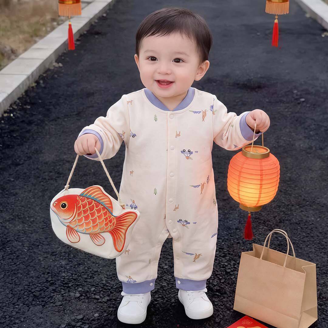 婴幼儿衣服春秋季纯棉a类连体衣新生儿无骨爬服哈衣宝宝睡衣简约
