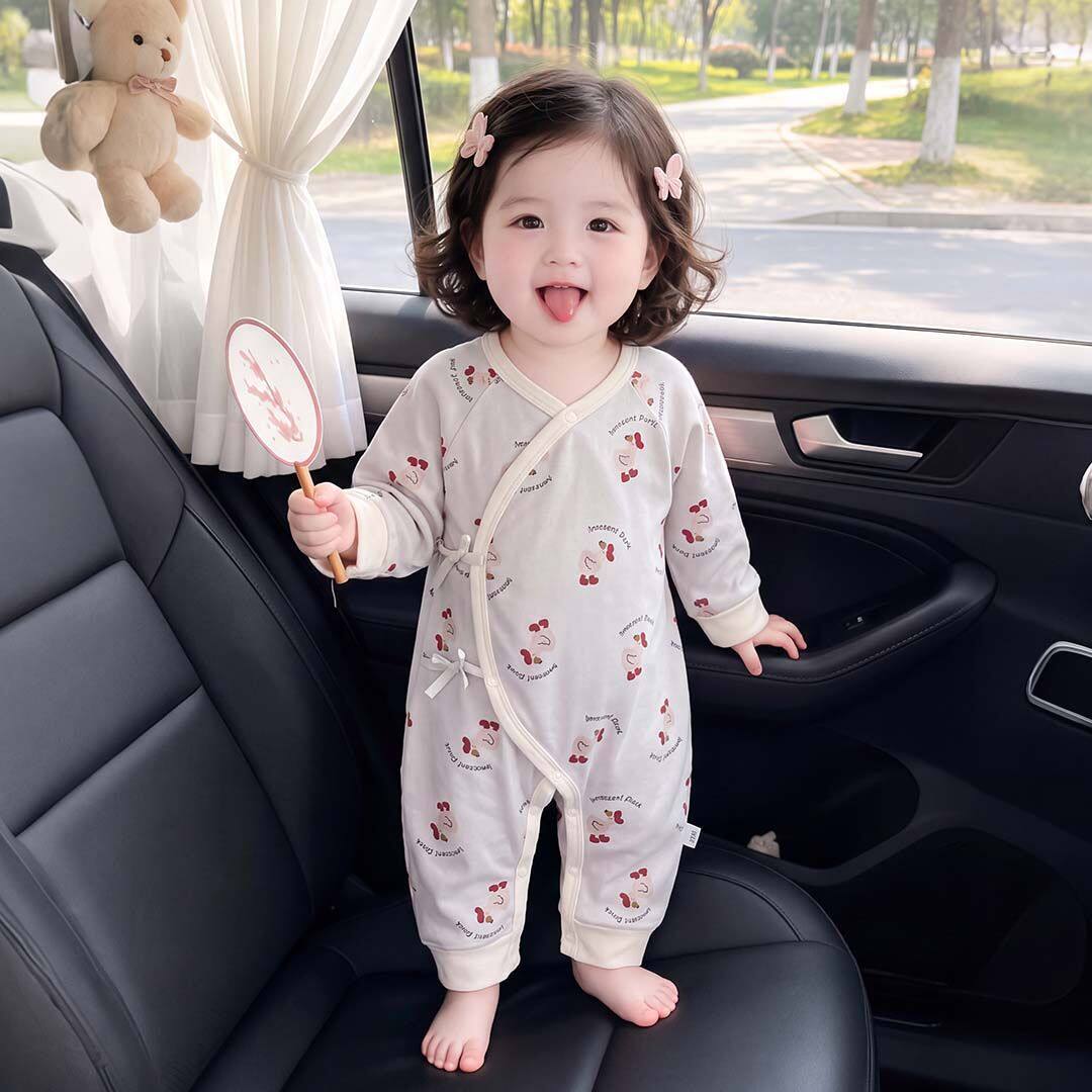 新生婴儿蝴蝶衣纯棉无骨春秋季宝宝和尚服初生儿护肚哈衣爬服休闲