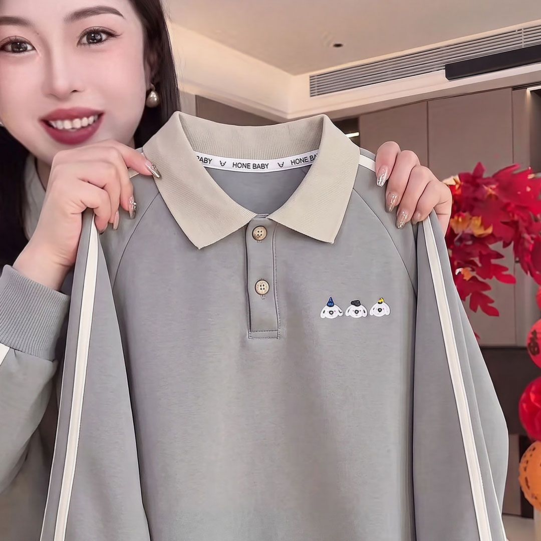 儿童秋季长袖POLO衫棉质韩版上衣男女童卡通翻领衫春秋款时尚帅气
