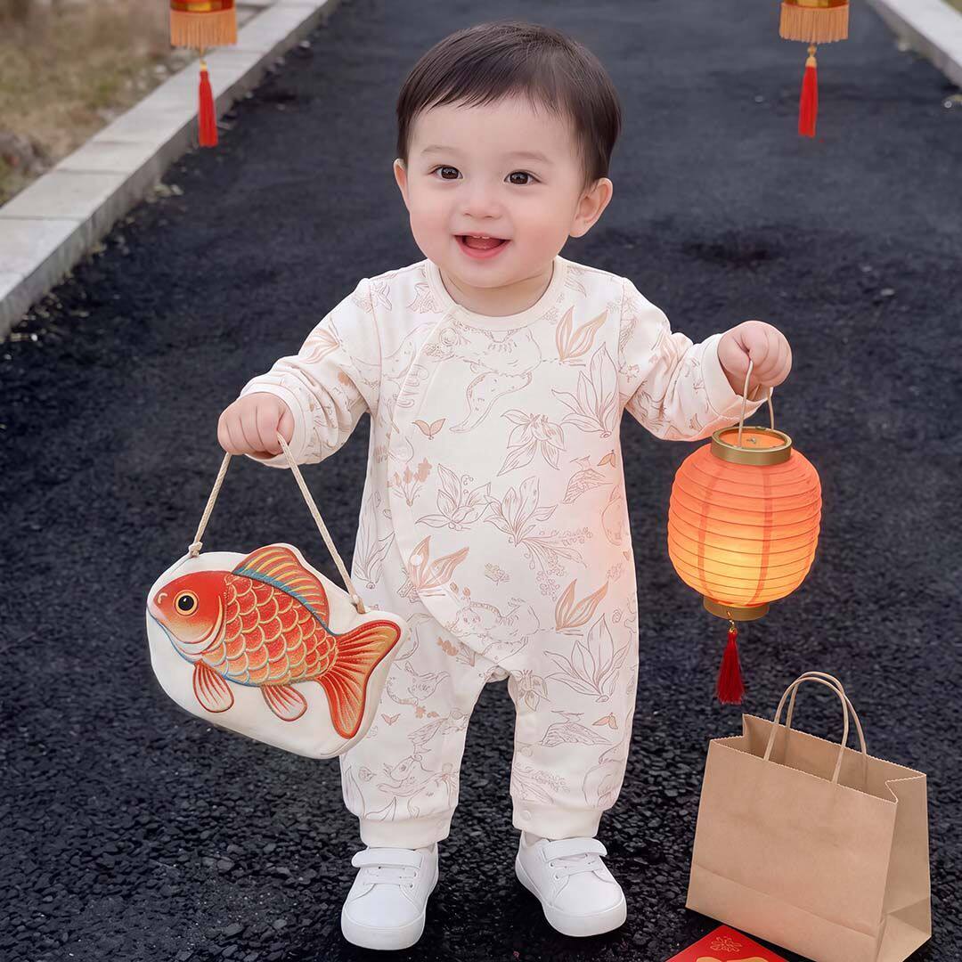 婴儿连体衣Aa类纯棉春秋季无骨哈衣新生儿家居服爬服宝宝睡衣休闲