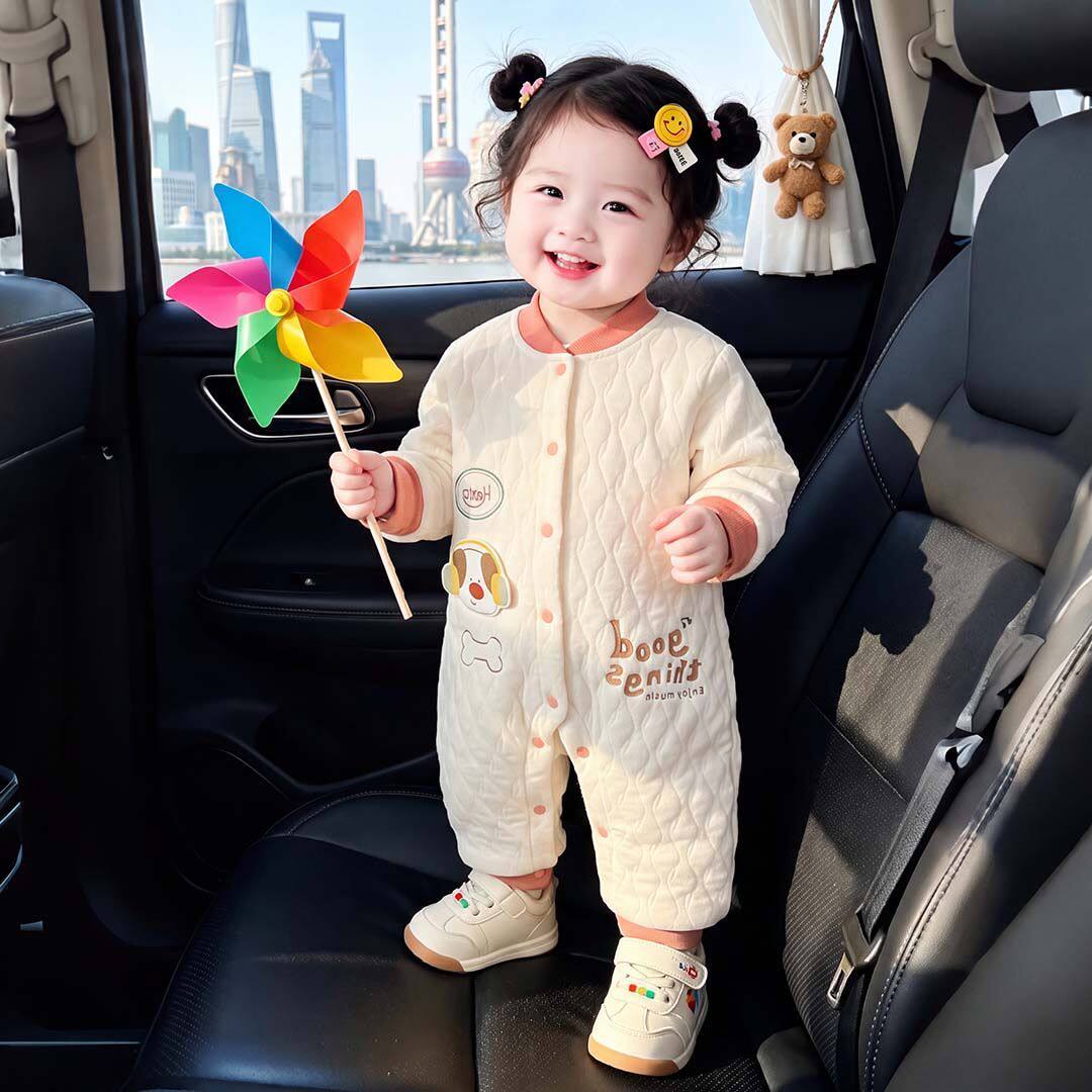 婴儿衣服秋冬季加厚a类连体衣夹棉爬爬服宝宝纯棉睡衣哈衣柔软