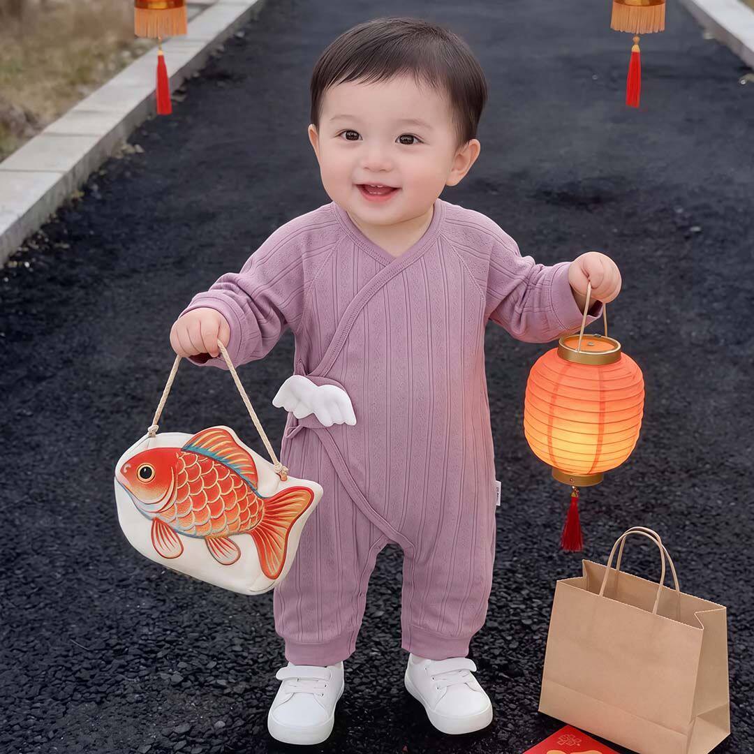 新生儿连体衣秋款纯棉Aa类婴儿衣服爬服宝宝睡衣家居服蝴蝶衣超萌