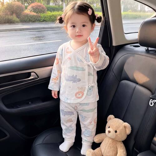 新生儿衣服纯棉Aa类秋衣秋裤分体宝宝套装春秋冬季睡衣连体衣软萌