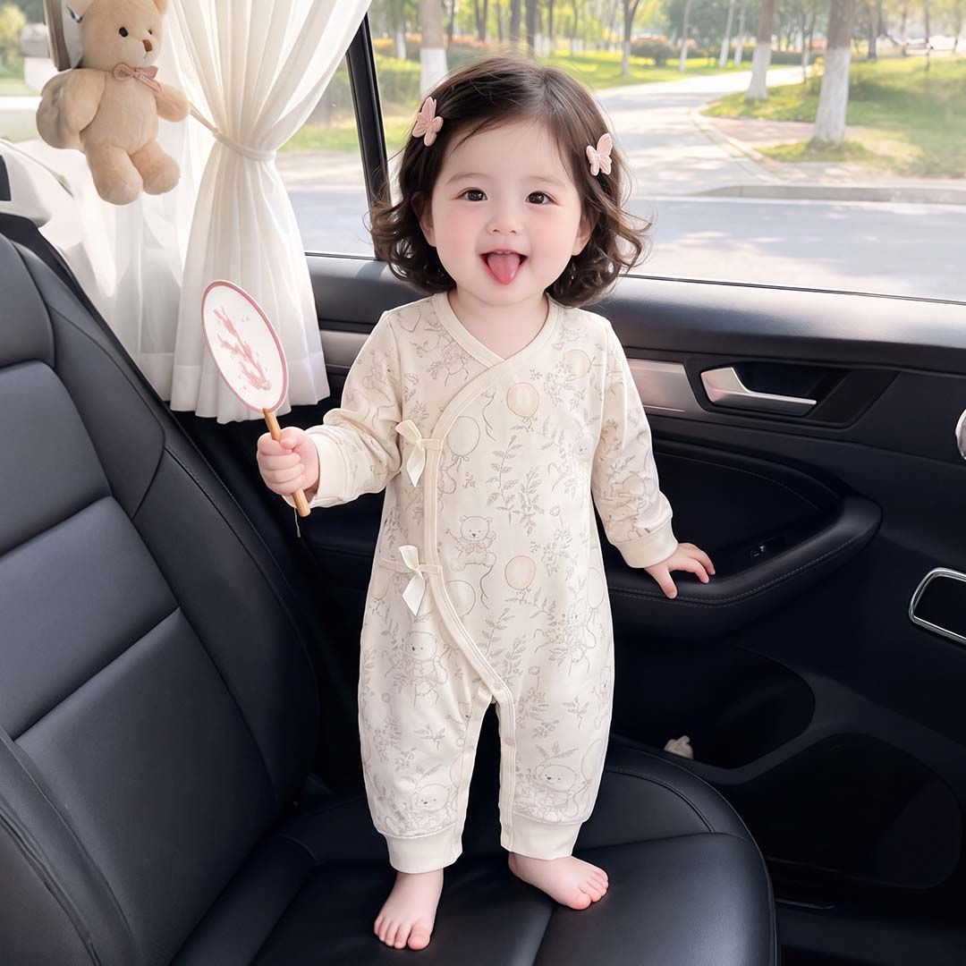 新生儿衣服春秋季蝴蝶衣婴儿纯棉a类睡衣宝宝全棉和尚服爬服