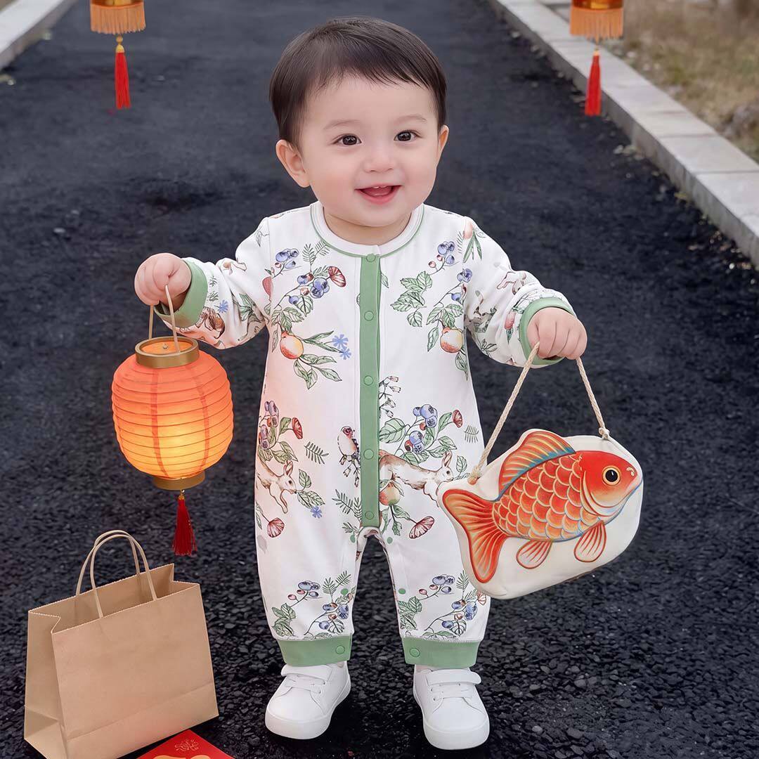 婴儿连体衣春秋纯棉a类衣服新生儿长袖无骨哈衣睡衣宝宝爬服外穿