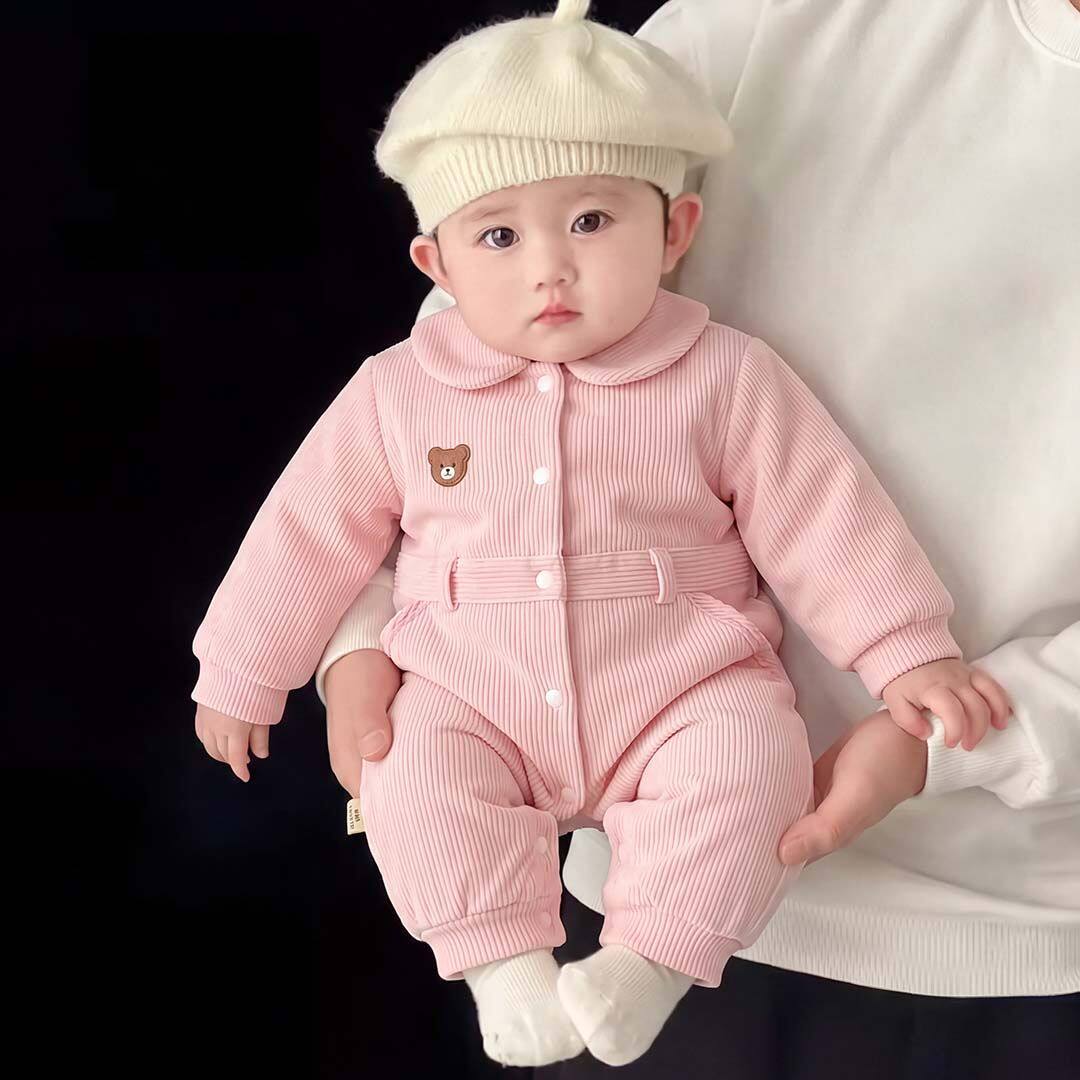 婴儿秋冬衣服外出服宝宝加厚连体衣新生儿满月周岁拜年服柔软