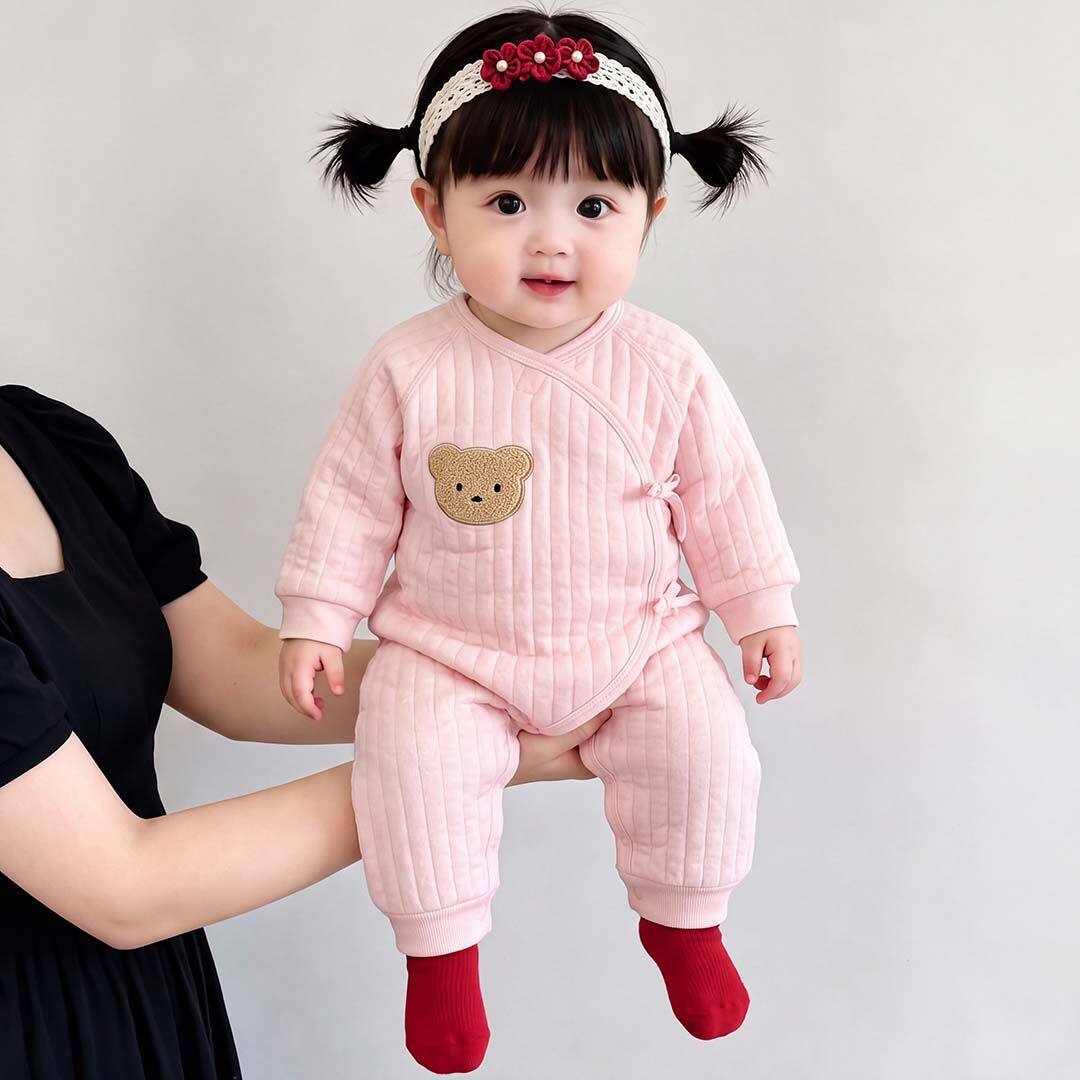 婴儿连体衣秋冬季加厚保暖无骨哈衣Aa类和尚服宝宝睡衣爬服柔软