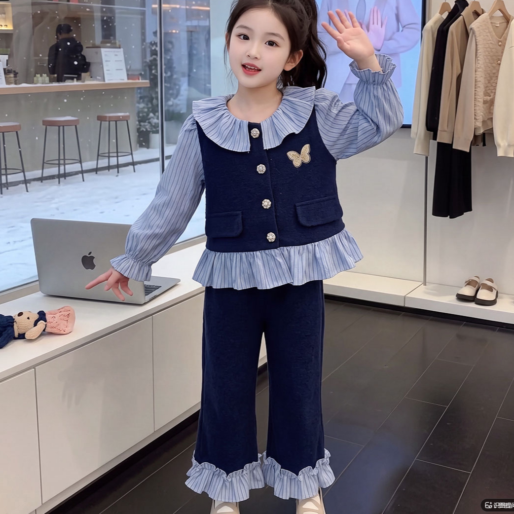 秋季上新女童2026新款春秋套装洋气衬衣喇叭裤两件套学院风