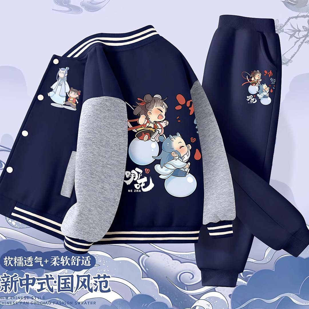 哪吒棒球服套装2026春季新款上衣裤子两件套中大童百搭爆款运动