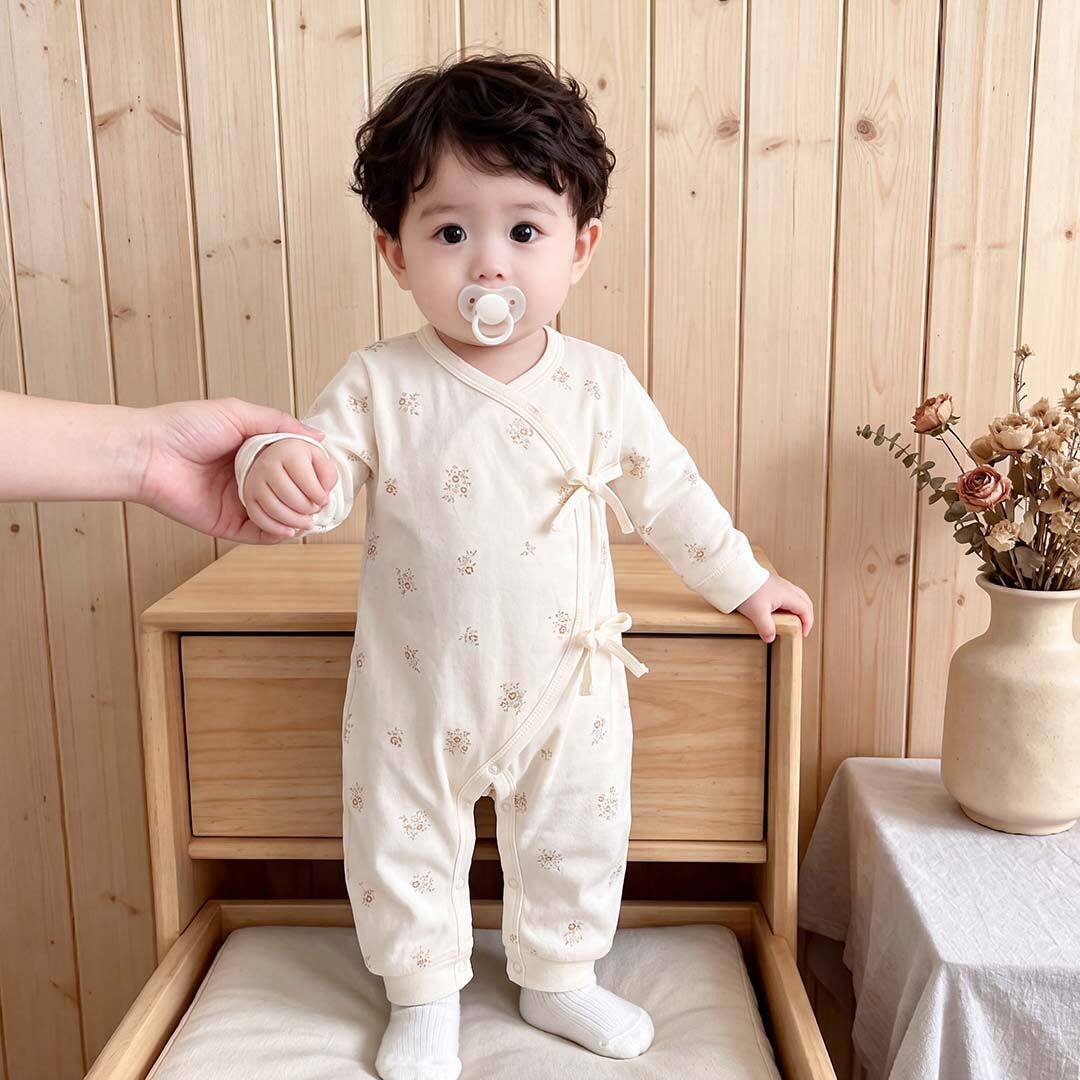 新生儿衣服春秋蝴蝶衣婴儿棉质a类睡衣初生宝宝和尚服哈衣
