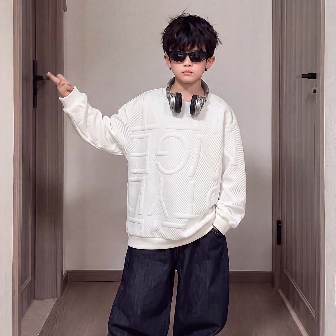 2026男女童春秋款提花卫衣开学外穿上装休闲中大童休闲百搭网红