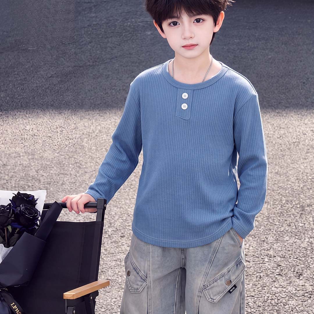 儿童打底衫秋装新款圆领长袖上衣秋衣女童保暖内衣男童洋气小众
