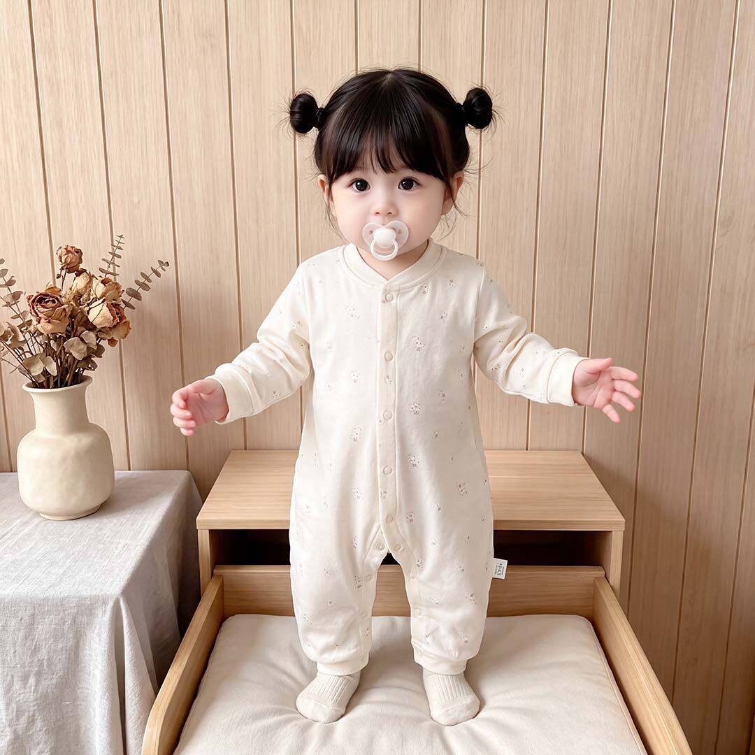 婴儿宝宝连体衣春秋季纯棉a类长袖睡衣婴幼儿爬服初生哈衣柔软