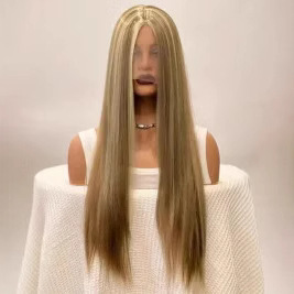 跨境热销新品 高温丝长直发前蕾丝女渐变色跨境欧美假发直发头套