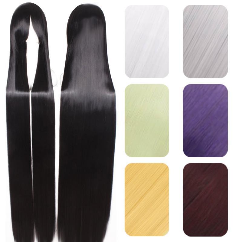 150CM超长直发加厚700克男女假发黑白银红黄万用古装cos假发