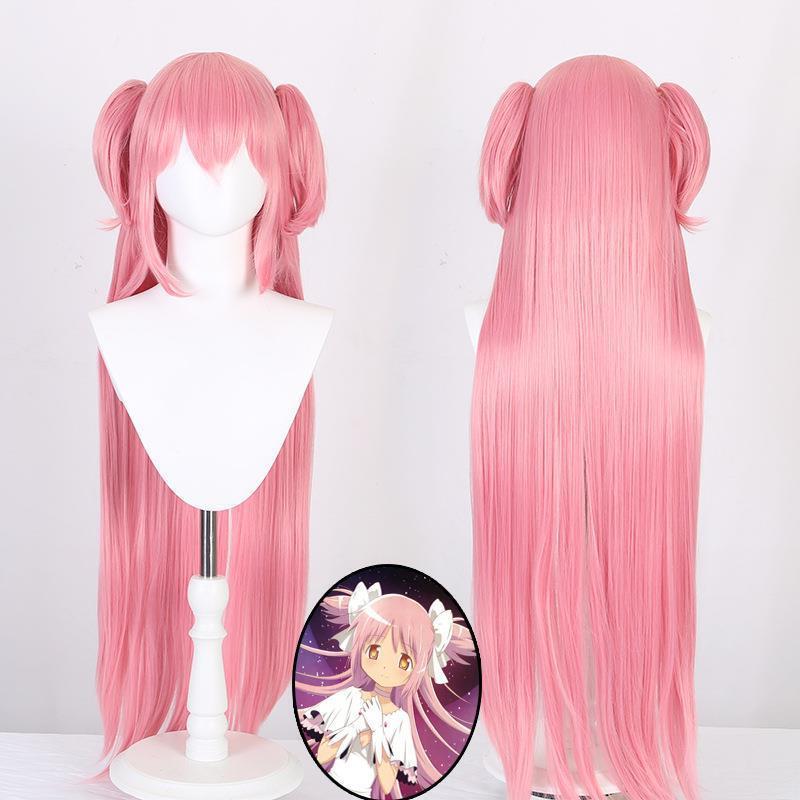 魔法少女小圆鹿目圆终极圆神cosplay假发 烟粉色双虎夹