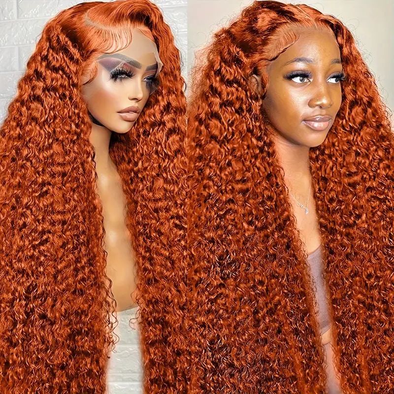 欧美女假发 非洲小卷卷曲蓬松假发长卷发假发 wigs 橘色
