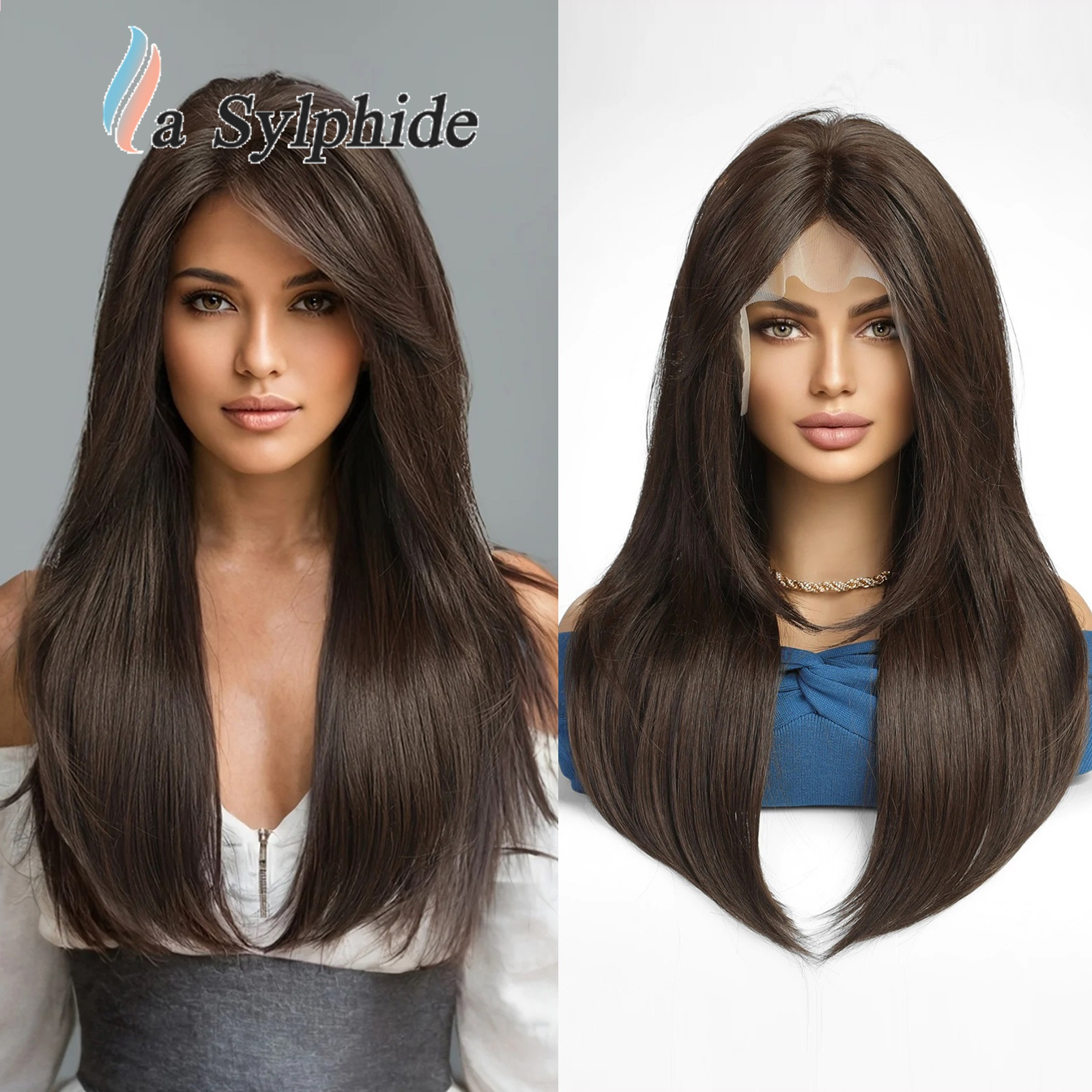 蕾丝假发女高端100%进口丝13*6手钩自由分缝白金色棕色欧美长直发