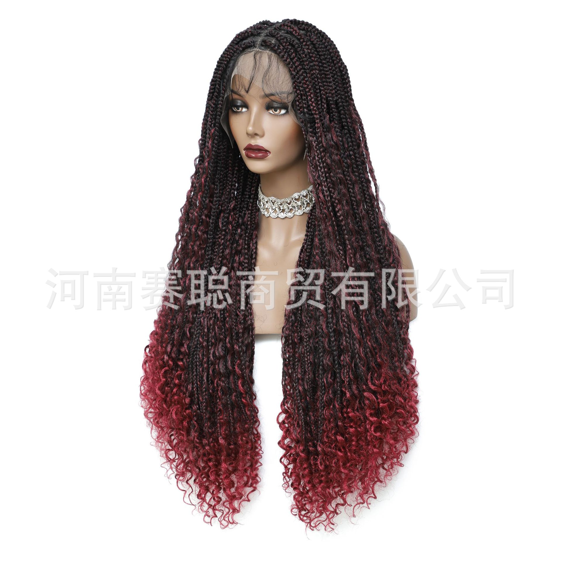 跨境假发欧美辫子头套LACE Braids Wig全蕾丝化纤钩针发braid wig