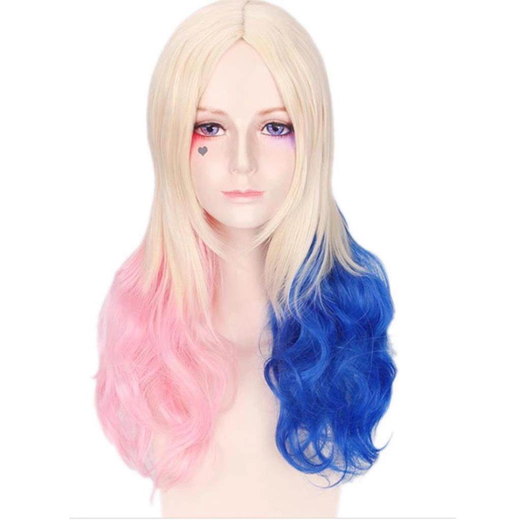 cosplay假发电影自杀小队   哈莉奎茵小丑女 cos渐变披散波浪假发