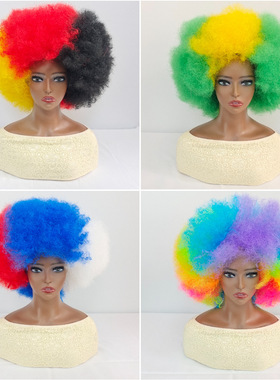 8种颜色混色假发非洲女士欧美假发头套 蓬松小卷爆炸头Afro Wig