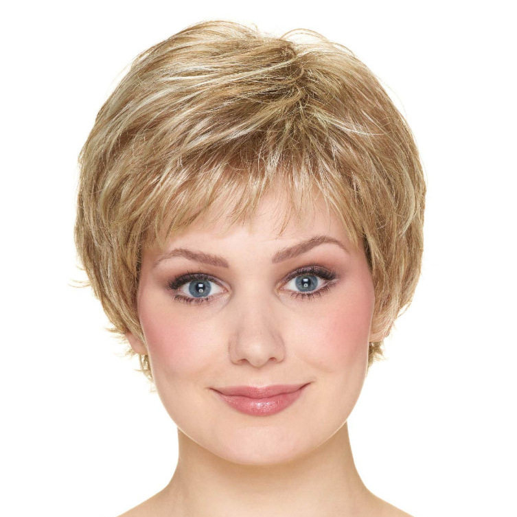 速卖通欧美假发短发外贸时尚短假发女中老年短卷发金色头套女假鬂