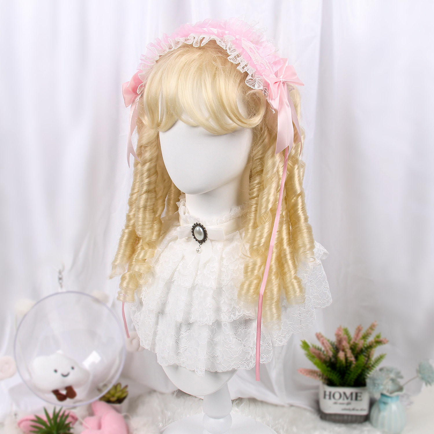 复古宫廷金色lo假发Lolita灯笼卷洛丽塔民国女罗马卷高层次全头套