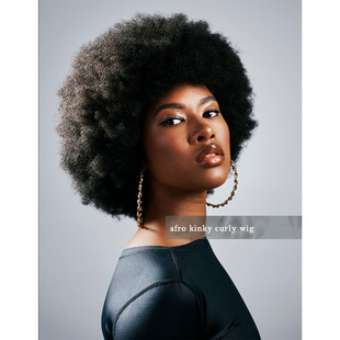 跨境黑人短款假发非洲式假发70年代蓬松小卷爆炸化纤假发afro wig